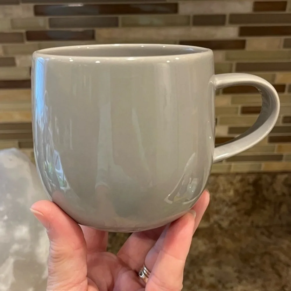 Crate&Barrel Taupe Gray Ceramic Mug 12 oz.
